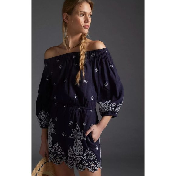 Anthropologie Farm Rio Jackie Embroidered Romper Size Large